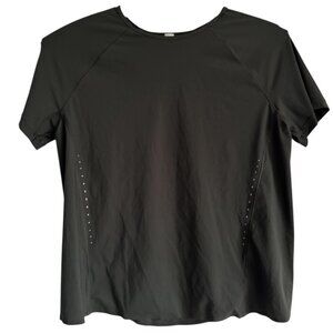 LULULEMON QUICK PACE Split Open Back Olive Green/Gray Athletic Top. Size Small